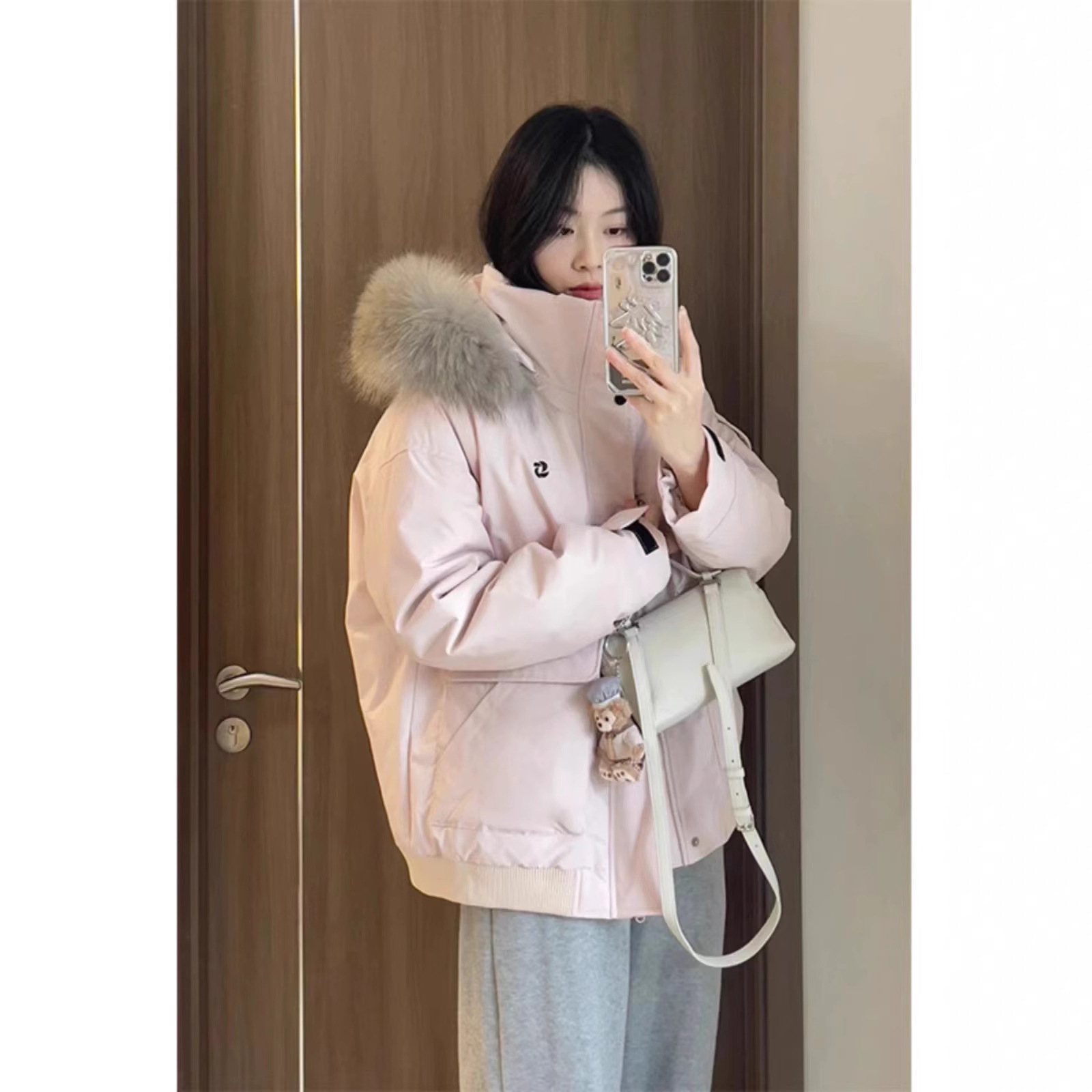 Ropa de algodón femenina invierno 2025 nuevo cuello de cabello Hanins pareja versión de ropa de algodón suelta chaqueta de algodón gruesa