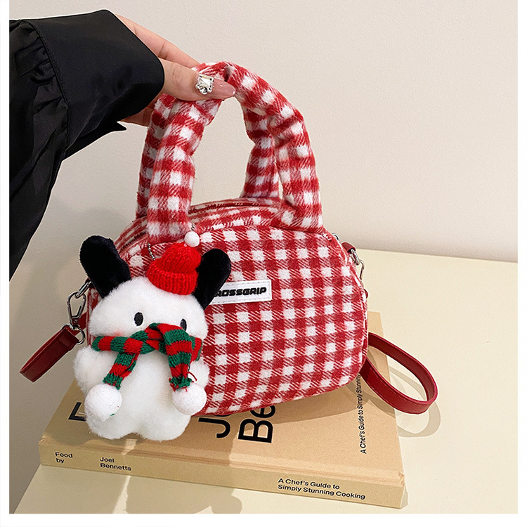 2024 nuevo nicho de otoño y invierno bolsos de mujer dulce bolsos de hombro frescos bolsos de mano bolsos de peluche de Navidad lindos