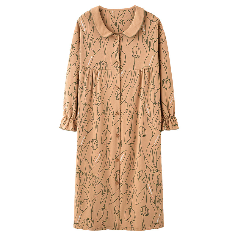 Pijamas de algodón primavera y otoño pijamas largos Cardigan de manga larga otoño y invierno ropa de hogar se puede usar fuera 2024 nuevo