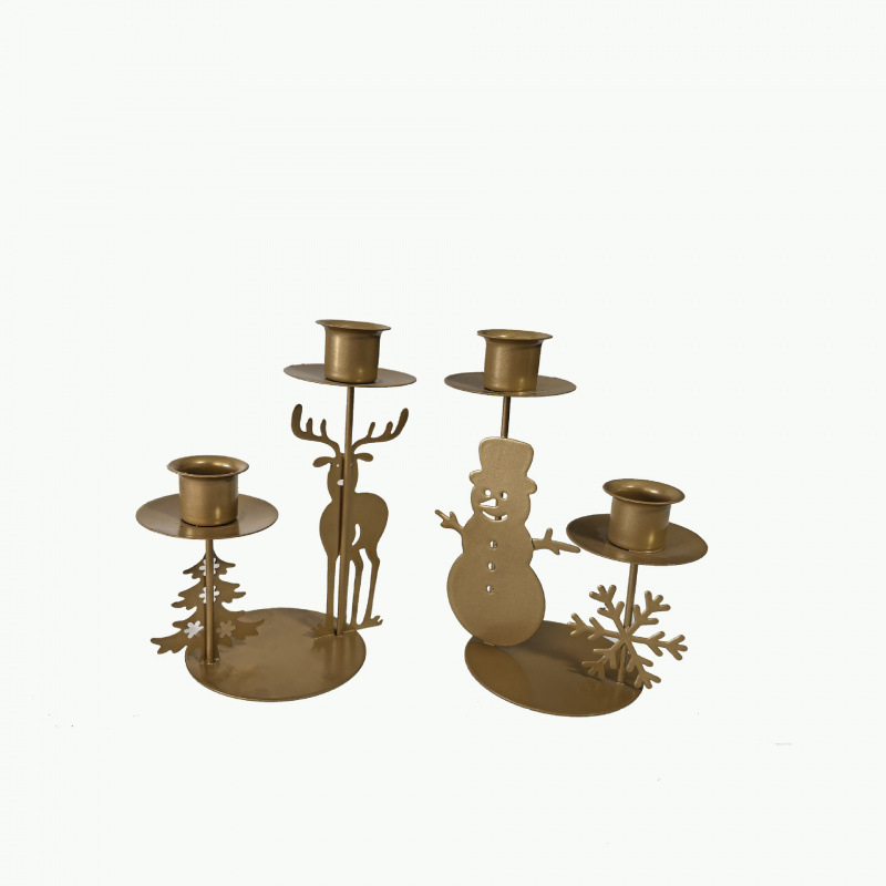 Inventario transfronterizo nuevo producto retro decoración navideña candelabros adornos navideños hierro forjado candelabros de estilo nórdico