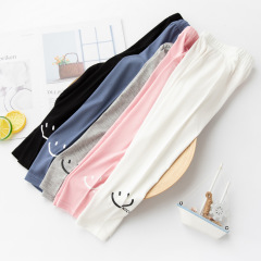 夏季九分兒童打底褲 輕薄莫代爾笑臉女童打底褲 透氣涼快童裝褲子