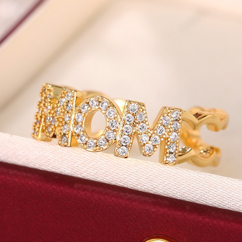 6g Weight Zircon Inlay Material Open Rings Classification Adjustable Ring Size 1 Piece Quantity Daily, Street Occasion Copper Material Letter, Heart Shape Pattern Women's Gender Inlay Design Shiny Style Shiny Letter Heart Shape Copper Inlay Zircon Open Rings 17
