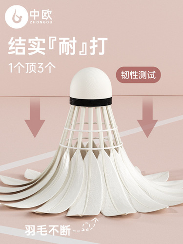 Pack of 15 badminton balls, durable and not easy to break, 6 goose-feather balls for indoor and outdoor competitions, windproof training