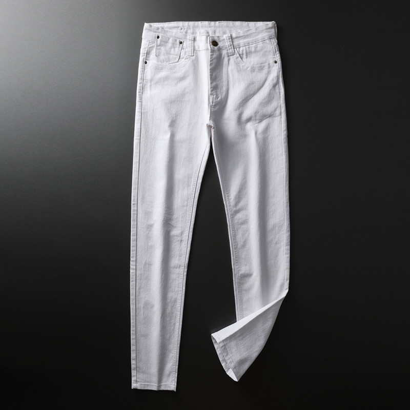 High-End White Stretch Xintang Casual Jeans Men's Slim Trendy Brand Long Pants Summer New Thin Style