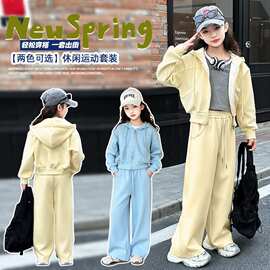女童秋季运动套装休闲新款女大童洋气卫衣卫裤春秋儿童连帽两件套