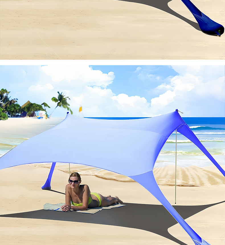 Cross-Border Beach Canopy Outdoor Portable Quick-Open Windproof Sunshade Camping Tent Folding Beach Tent