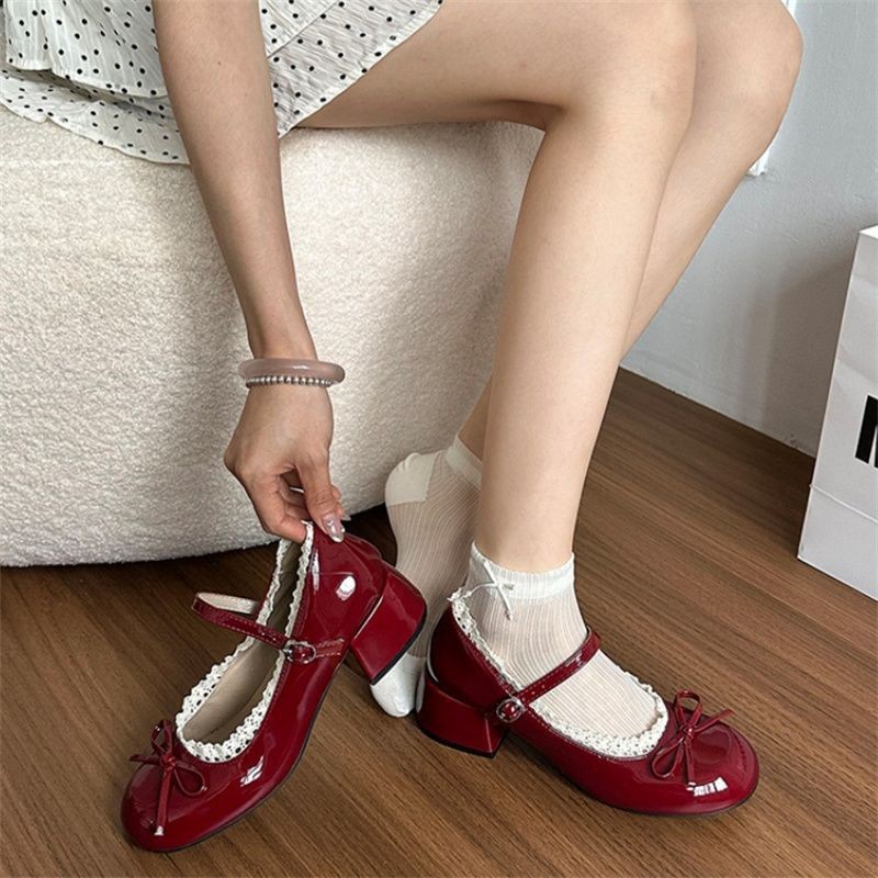 Arco de nicho zapatos de ballet franceses 2026 nuevos encaje extranjero aumento de zapatos de marizhen zapatos