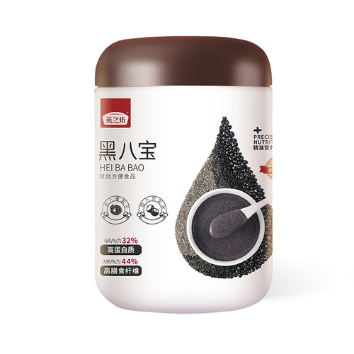 Yanzhifang Meal Replacement Powder Black Sesame Walnut Powder Grain Black Bean Black Wolfberry Powder Breakfast Full Sesame Paste Black Babao