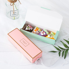 Colorful Gold-Embossed Long-Shape Snowflake Cookies Packaging Gift Box | 80g Egg Yolk Cookies Baking Packaging Box | Nougat Cookie Pastry Box