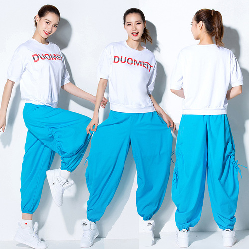Solid-color, loose-fitting lantern pants for workout sets—street dance & square dance attire—wholesale spring/summer team performance outfits & dancewear