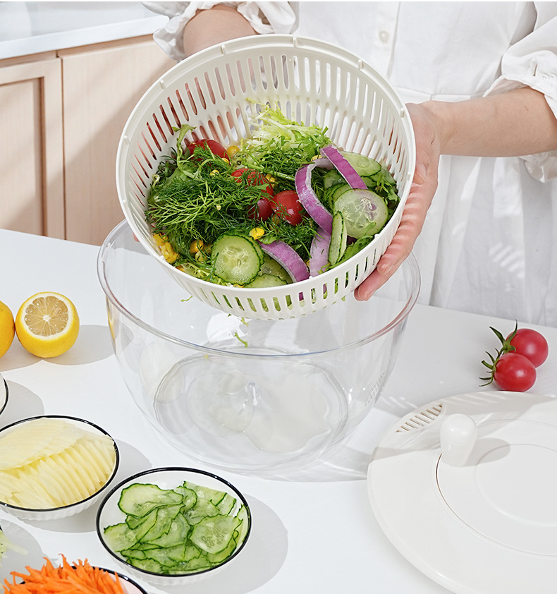 Factory direct sale multifunctional vegetable cutter, manual rotary drain basket, fruit and vegetable dryer, vegetable salad dryer