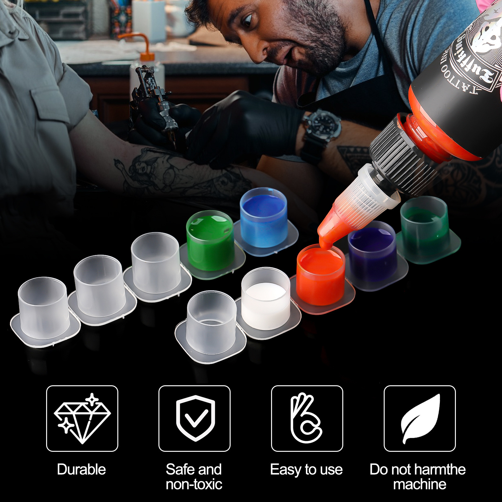 Taza de color semipermanente, cejas y labios flotantes, herramienta de tatuaje de consumibles, tazón de plástico transfronterizo, equipo de práctica de color tatuado