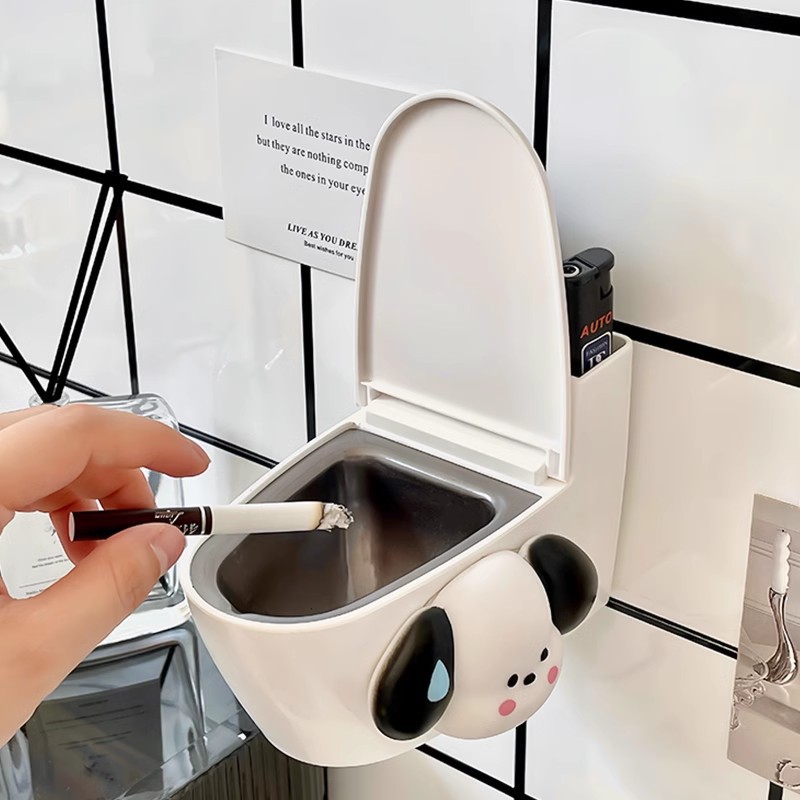 작은 화장실 재떨이 벽걸이 형 크리에이티브 화장실 뚜껑 반 플라이 애쉬 재떨이 가정용 귀여운 벽걸이 형 욕실