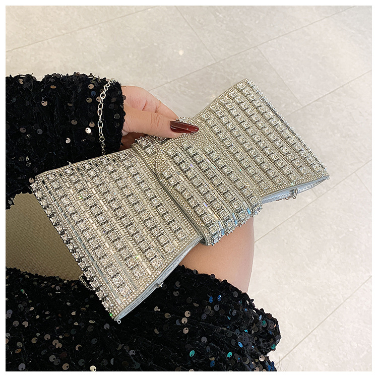 New cross-border European and American retro high-end clutch bag, full diamond single-shoulder crossbody ladies' bag, small bag, socialite dinner bag undefined