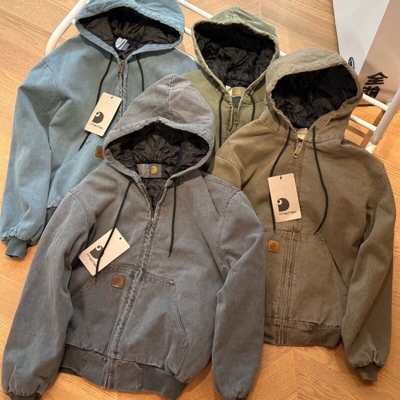 Hooded Jacket J130 Spring and Autumn Thin Style Washed Cotton-Padded Jacket for Men and Women American Style Ins Hooded Jacket J130 Spring and Autumn Thin Style Washed Cotton-Padded Jacket for Men and Women American Style Ins