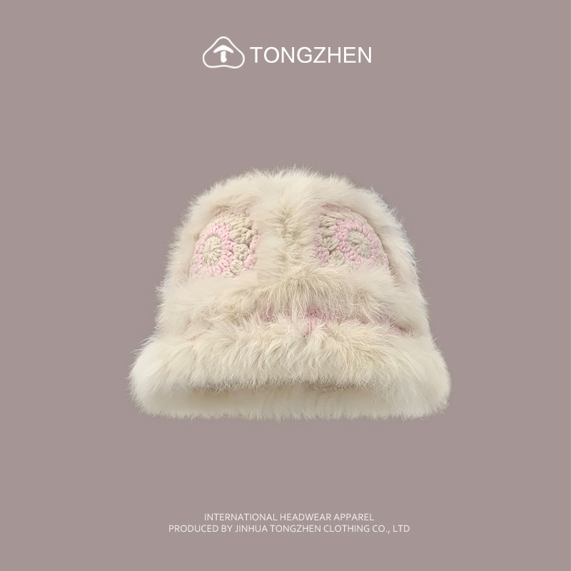 China-Chic Kaninchenhaar Löwe Erwachen Niedlicher Plüsch-Tigerkopf für Kinder, chinesische gestrickte Fischermütze im Winter_voghion.com