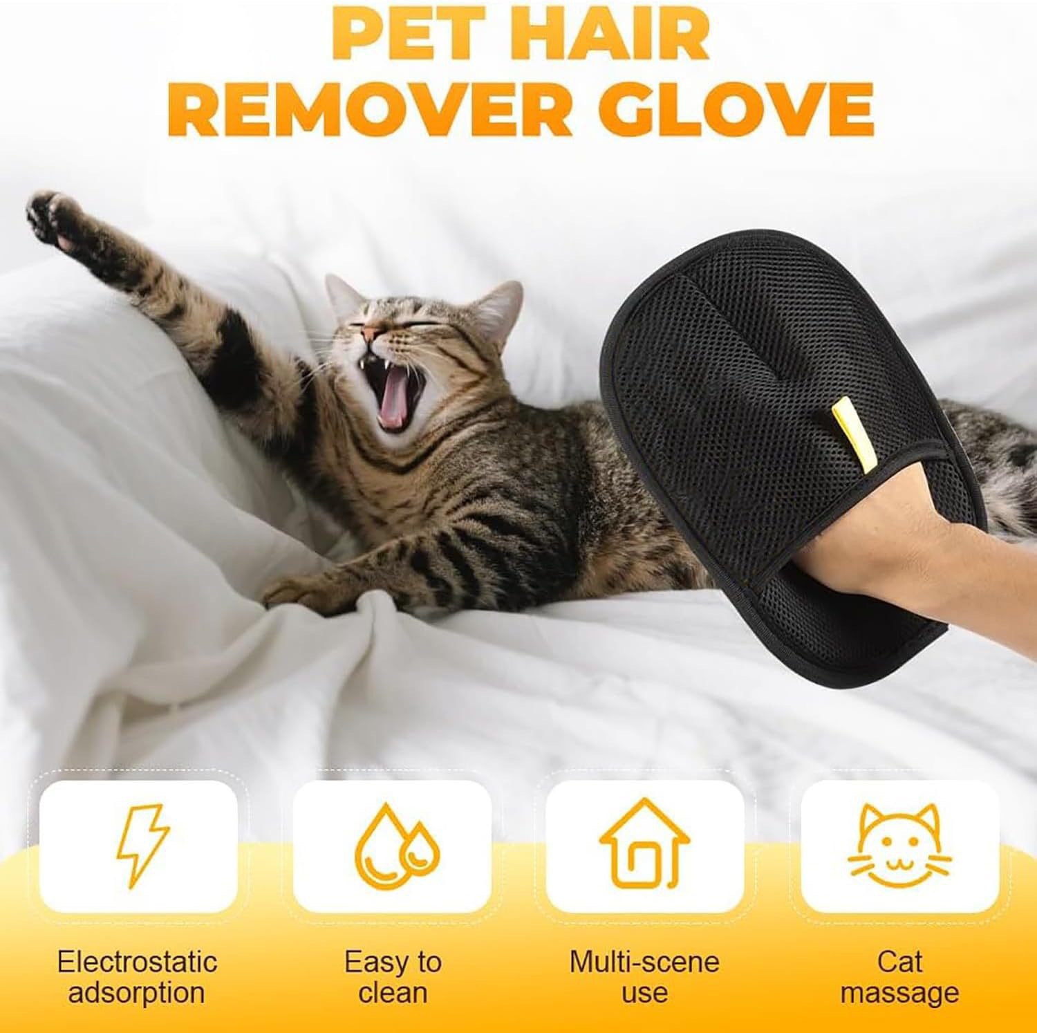 Pet Hair Removal Gloves Cat Hair Cleaner Cat Hair Remover Cat Grooming Tool Hair Removal Brush Hair Picker-up Dog Pet Gloves