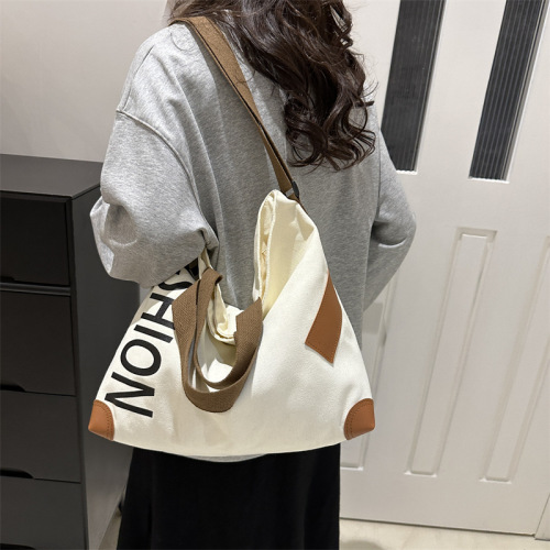 Leisure University Student Commuting Large Capacity Tote Bag 2024 Spring New Simple Fashion Single Shoulder Bag