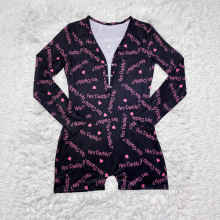 D9449亚马逊热卖跨境欧美女装 休闲图案印花长袖短裤居家连体裤