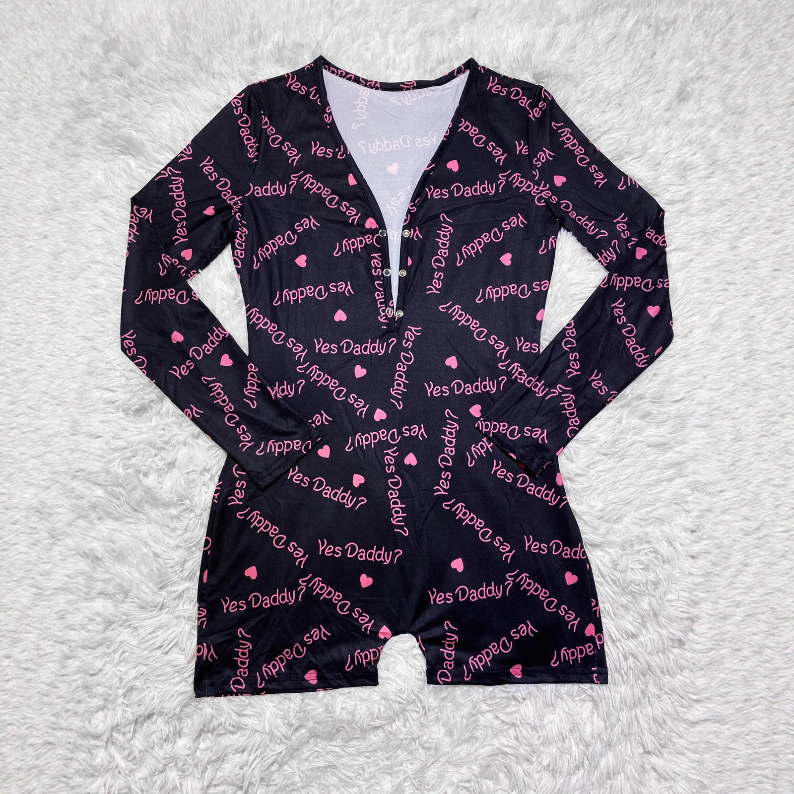 D9449 Amazon Hot Cross-border European and American Women's Casual Pattern Printed Long Sleeve Shorts Home Jumpsuit