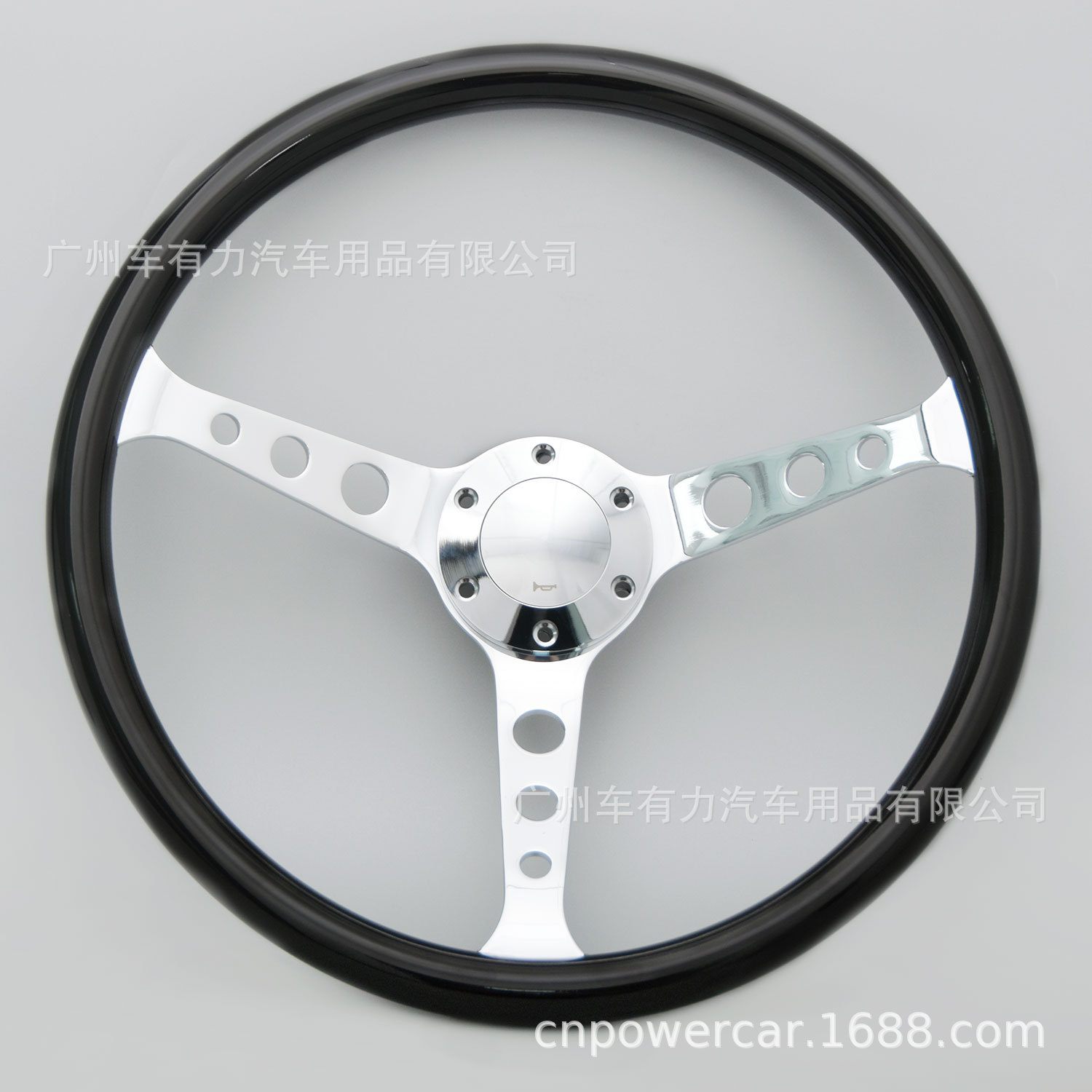 Factory Direct Sales: Car Modification Glossy Black Long-Hole Steering Wheel 15inch Electroplated Universal Steering Wheel