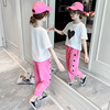 Girls summer suit 2021 new pattern Net Red Western style Fashionable Big Kids summer Short sleeved children Sports suit