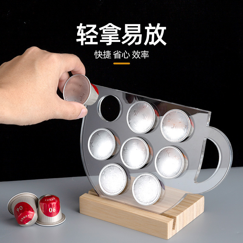 Transfronterizos para el rack de cápsulas de café acrílico rotatorio doméstico comercial tiendas de té leche fabricantes de rack de almacenamiento de cafeteria