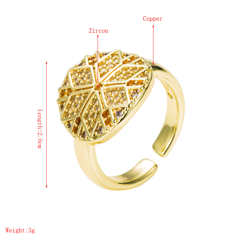 Hip Hop Copper Inlaid Color Zircon Ring display picture 1