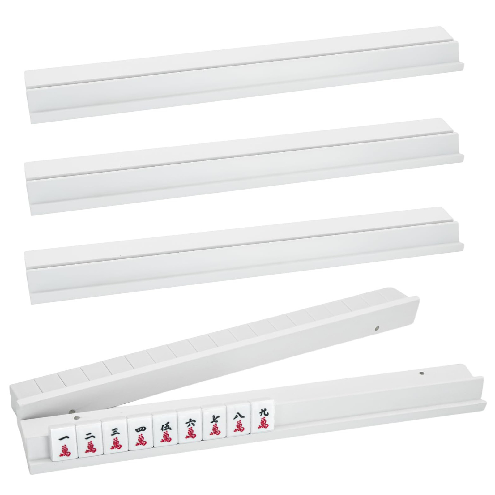 Amazon Wooden Mahjong Rack with Magnetic Pusher 17.4inch Natural Wood American Style Mahjong Rack Set
