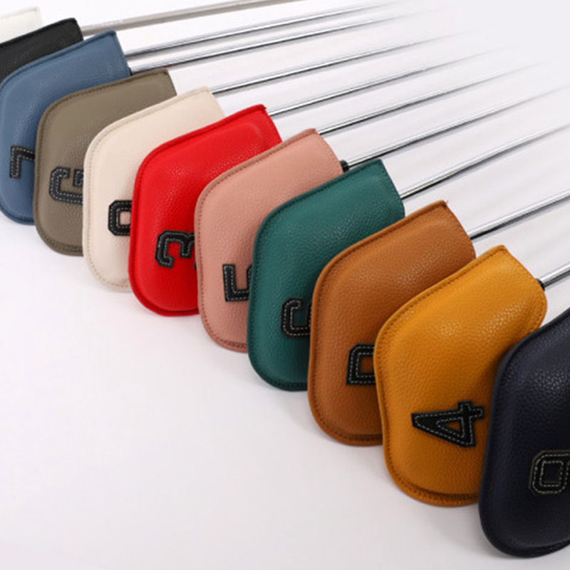 Conjunto de varilla de hierro de golf conjunto de tapa de club conjunto de varilla de arena conjunto digital PU cabeza de varilla cubierta protectora borde del aceite artesanía