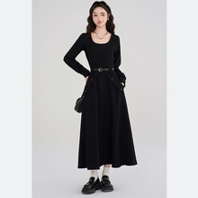 S2C简单大方气质连衣裙女秋季大码女新款法式收腰显瘦高级感裙子