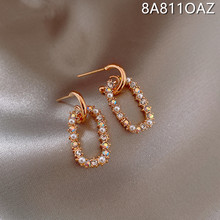 925銀針環形珍珠耳環韓國氣質好搭幾何耳墜ins潮簡約冷淡風耳飾女