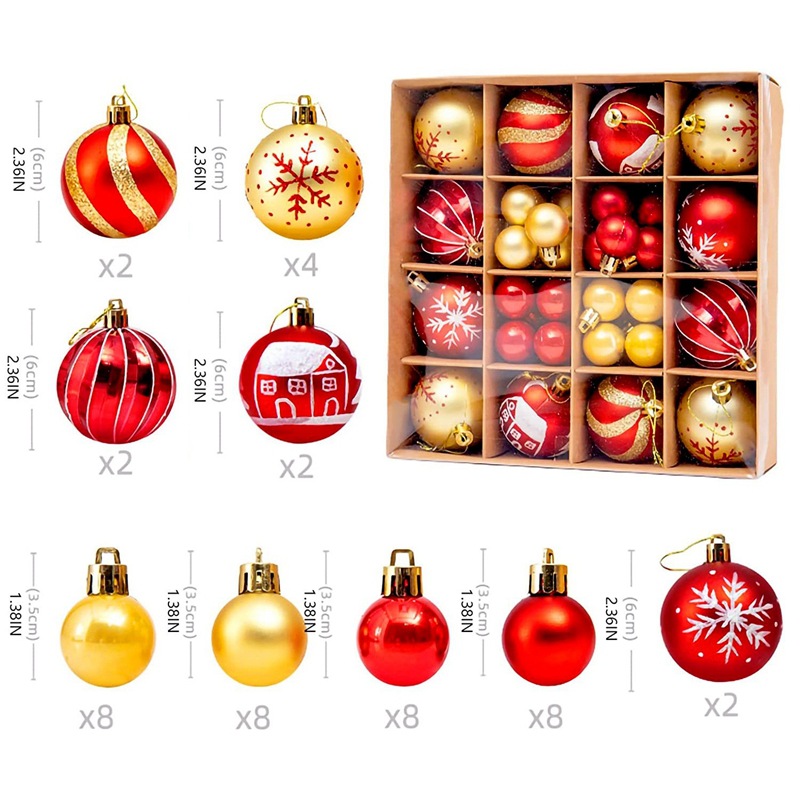 Set de bolas decorativas de Navidad en caja de regalo, colgantes para vitrina y fiestas, decoración de árbol de Navidad, comercio exterior transfronterizo