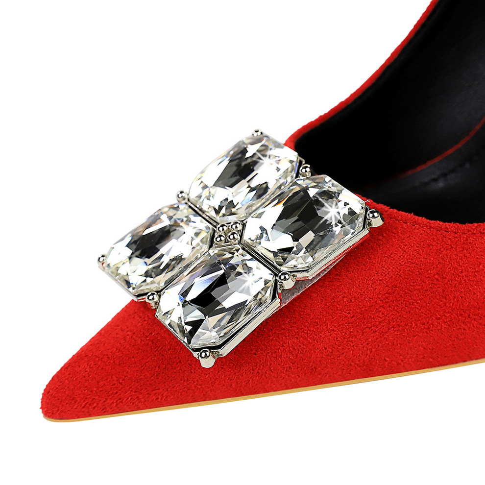 Elegant Pointed Toe Stiletto Heel Pumps With Rhinestone Buckle_voghion.com