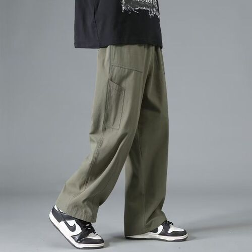 Japanese workwear pants for men, summer thin loose straight-leg trendy brand pants for boys, summer casual long pants