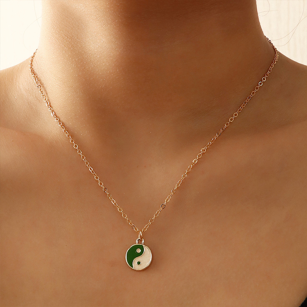 simple Yin Yang Tai Chi oil drop earrings color gossip necklace