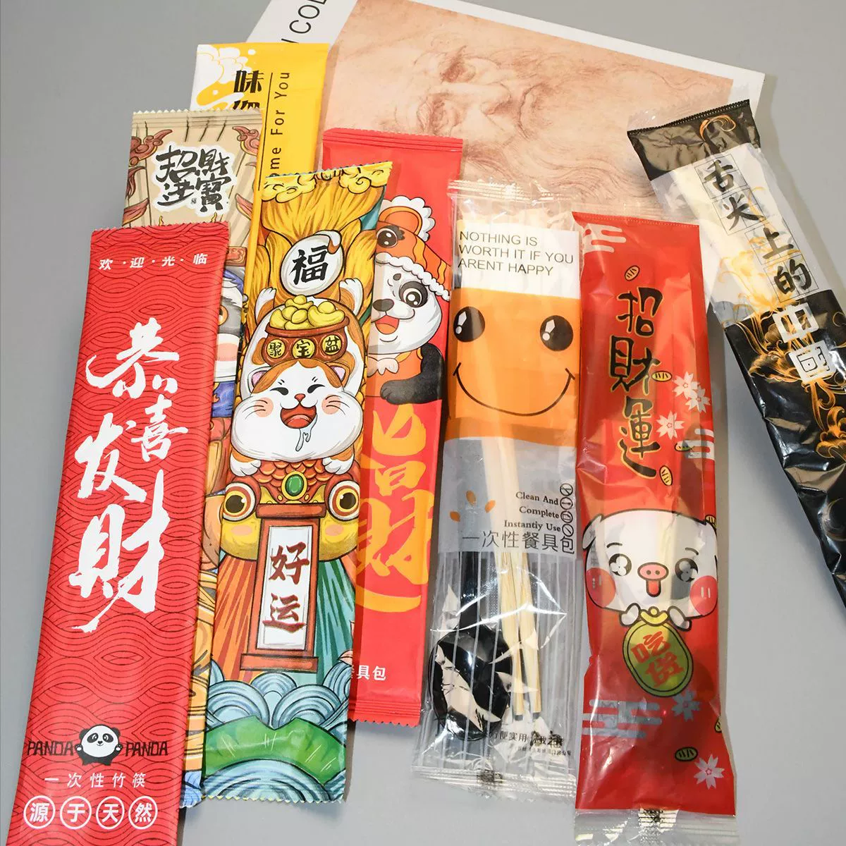 Disposable chopsticks, set, spoon, tableware, wipes, pack, 4 piece set, 3 piece set