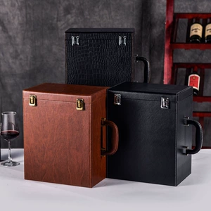 Производитель Wine Box Six-Pack Leather Box Red Wine Packaging Подарочная коробка Wine Luggage шесть упаковок красной винной коробки место