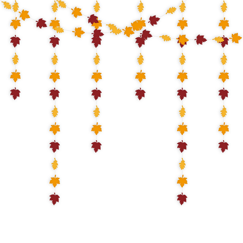 Cross-border Autum Maple Leaf Flower Ribbon Thanksgiving Wedding Rattan Pendant Decoration Party Supplies Charm Wholesale