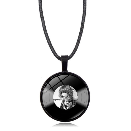 Taylor Swift necklace women's European and American fashion Taylor Swift vinyl record pendant leather rope sweater chain
