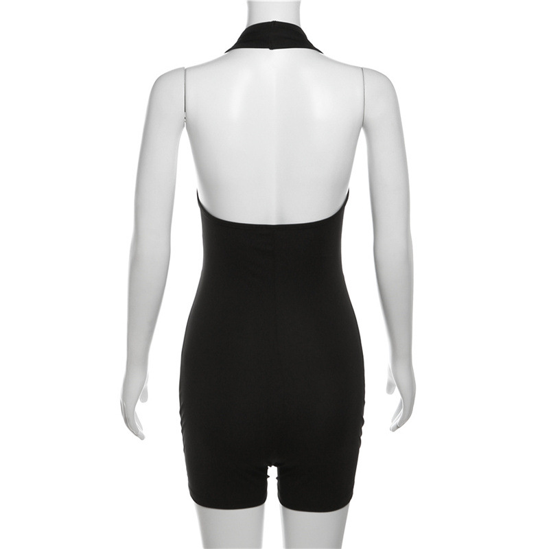 Autumn Winter Women Clothing Halter Sexy Backless Slim Fit Hollow Out Cutout Leggings Jumpsuit for Women