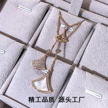 大牌首饰精工满钻多层宝家裙子项链扇形时尚V金扇形锁骨链女代发