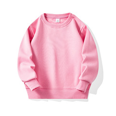 Autumn/Winter New Ultra-Soft Fleece Children's Unisex Ribbed Crew Neck Sweatshirt Long Sleeve Plain White Sweatshirt Wholesale Trendy
