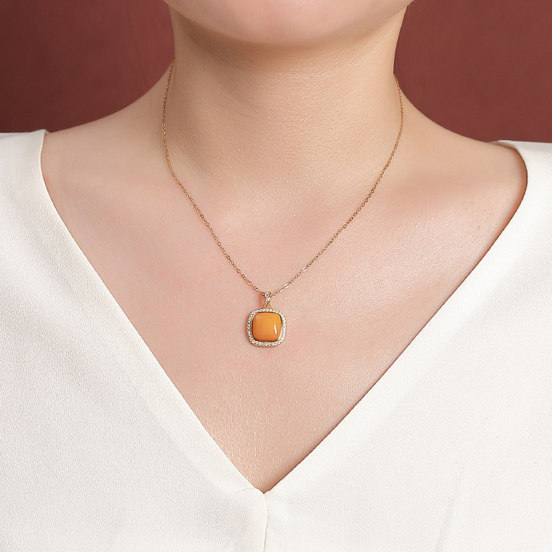 Mặt dây chuyền bạc S925 mạ vàng hình sáp ong vuông tinh tế — Mô hình sáp ong (không bao gồm dây chuyền)