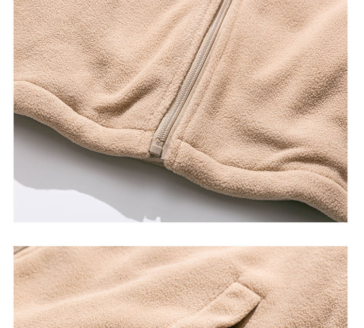 Nouvelle veste en laine d'agneau, sweat à capuche en polaire pour homme, col montant automne et hiver, polaire polaire, veste décontractée pour étudiant pour vêtements d'extérieur_voghion.com