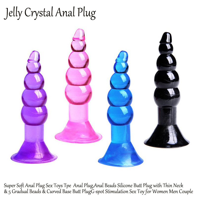Crystal Anal Plug with Beaded TPE Shaft, Purple Wearable Design for Adults — detail image 9