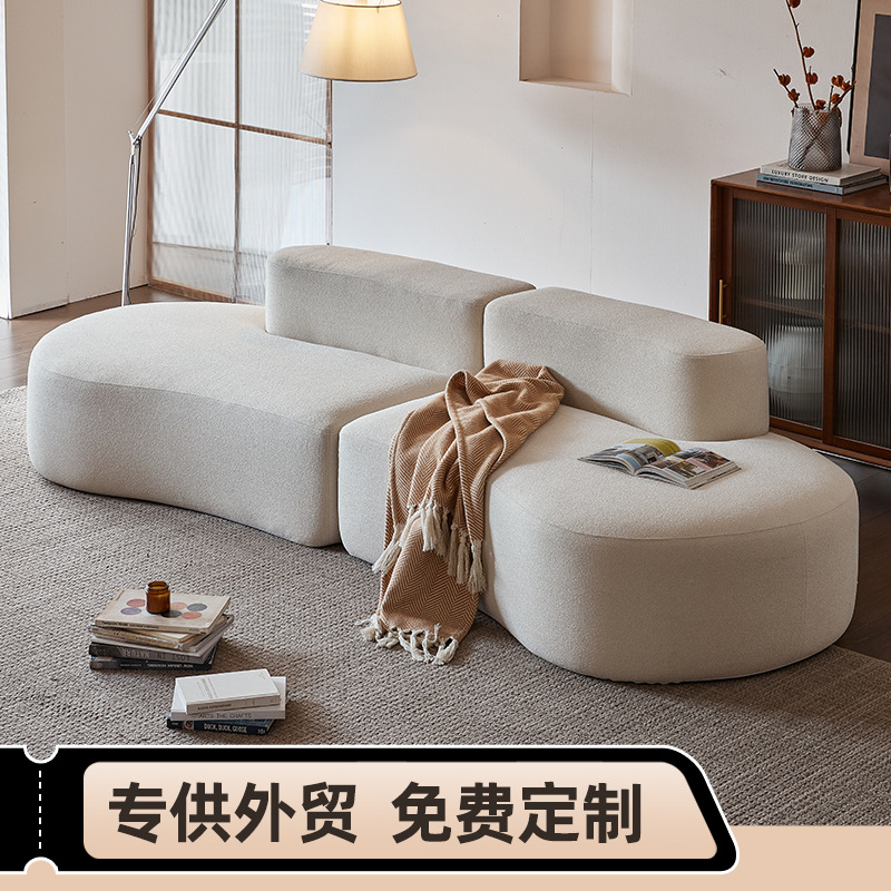 Sofá de compresión en línea recta de tela curva Mingsu Apartment Hotel Salón de belleza Área de estar Sofá de caja de compresión transfronteriza