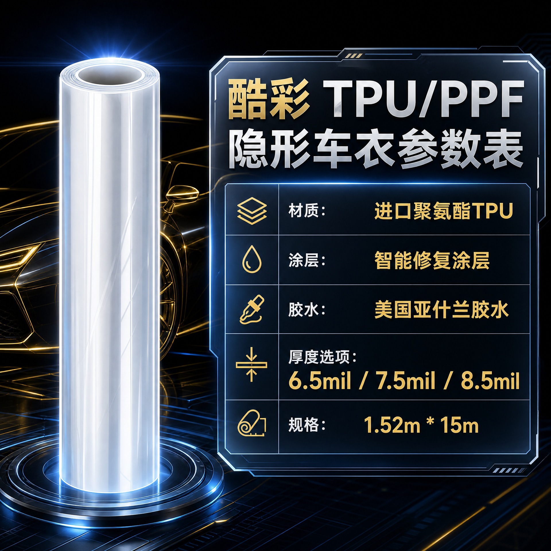 Tpu Car Wrap, Car Film, Tpu Color Changing Film, Ppf Transparent Car Wrap, Car Film Ppffilm 7.5Mil Thickness