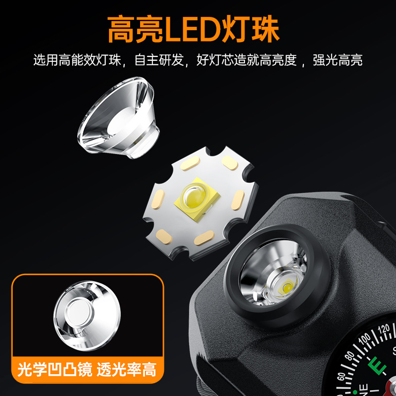 Luz de muñeca multifuncional transfronteriza luz de señal de bicicleta portátil al aire libre SOS advertencia USB carga luz de carrera nocturna