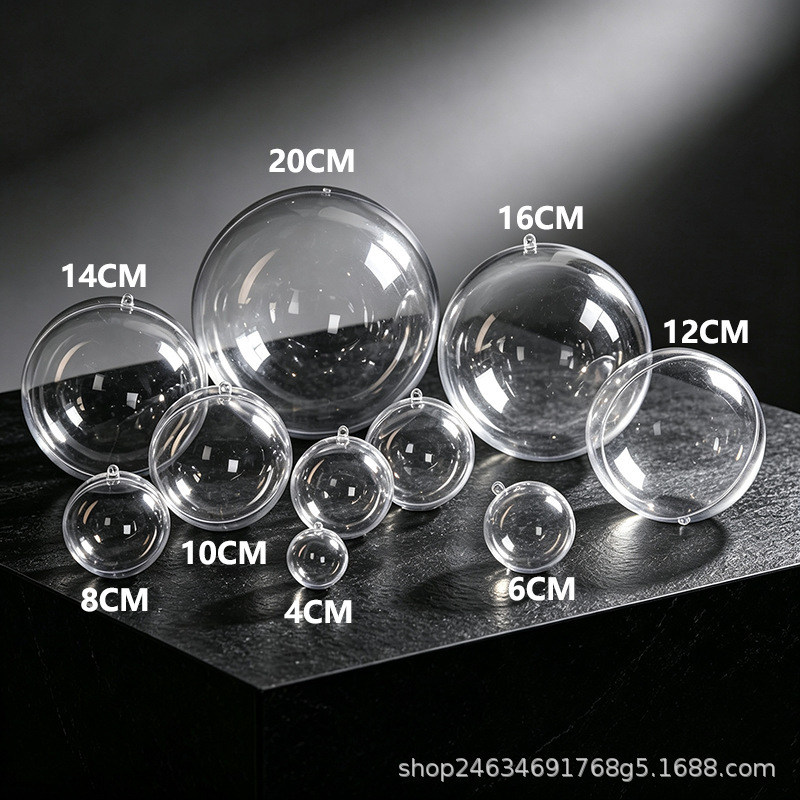Transparent round ball, acrylic hollow ball, Christmas ball, plastic decorative ball, hanging ball, decoration accessory, toy, transparent packaging